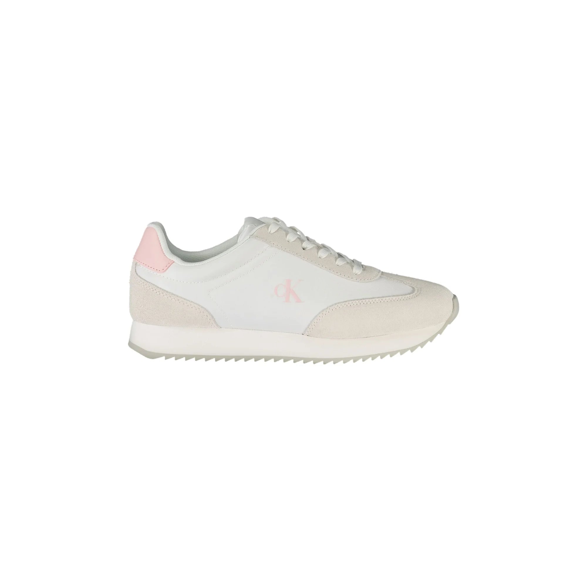 CALVIN KLEIN Scarpe Sneakers Donna Bianche con Dettagli Rosa e Logo Bianco - foto prodotto